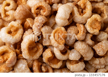 Pork rind texture background, Northern Thai food Pork rind texture background, Northern Thai food 133457176