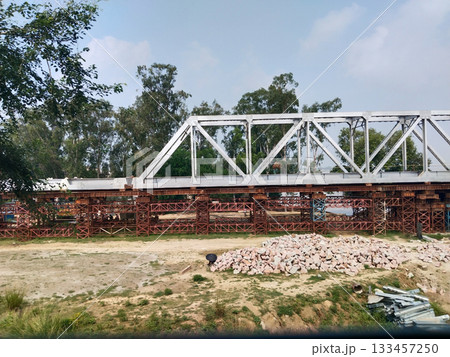 working  progress at high-speed railway construction site in india 133457250