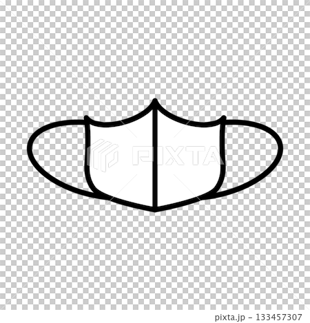 立体型デザインの布マスクを描いたシンプルなイラストアイコン 133457307