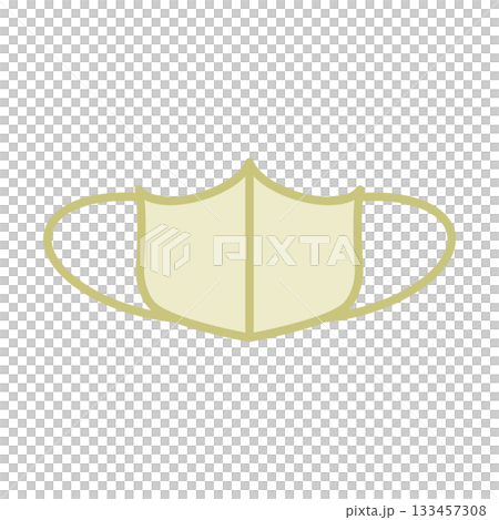 立体型デザインの布マスクを描いたシンプルなイラストアイコン 133457308