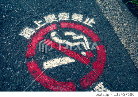 路上喫煙禁止の道路標示　寒色 133457580