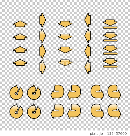 Rounded arrow icon set (gold) Rounded arrow icon set (gold) 133457600