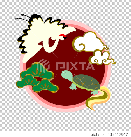 仙鶴龜吉祥圖案 / 日式風格 / 紅色 / 長壽 133457947