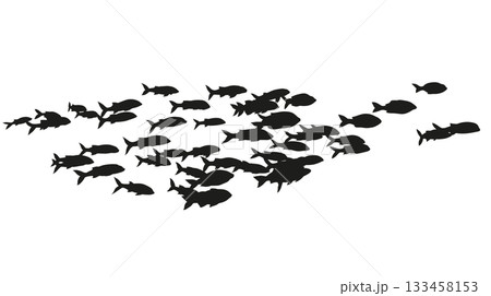 Silhouettes of groups of fishes 133458153