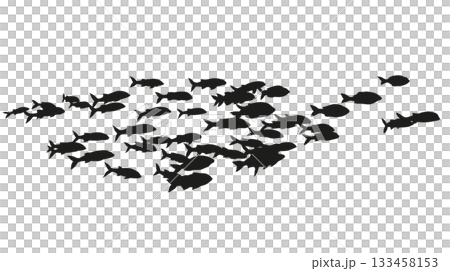 Silhouettes of groups of fishes 133458153