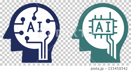 一個圖示的插圖，該圖示利用人工智慧代替人類快速處理和計算事物。 133458542