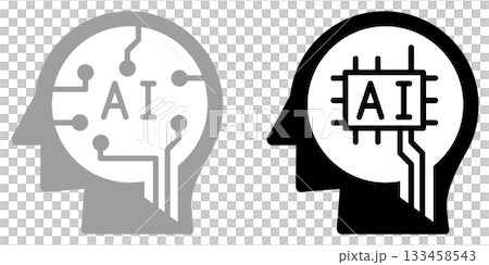 一個圖示的插圖，該圖示利用人工智慧代替人類快速處理和計算事物。 133458543