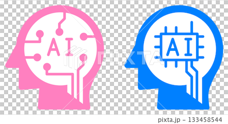 人間に代わり人工知能で処理や計算を高速処理するアイコンのイラスト 人間に代わり人工知能で処理や計算を高速処理するアイコンのイラスト 133458544
