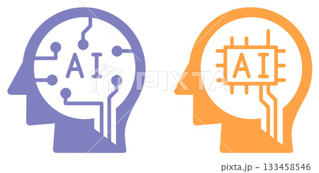 人間に代わり人工知能で処理や計算を高速処理するアイコンのイラスト 人間に代わり人工知能で処理や計算を高速処理するアイコンのイラスト 133458546