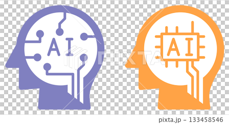 一個圖示的插圖，該圖示利用人工智慧代替人類快速處理和計算事物。 133458546