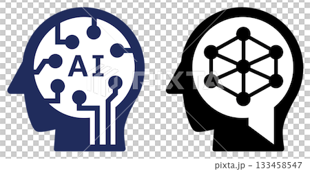 一個圖示的插圖，該圖示利用人工智慧代替人類快速處理和計算事物。 133458547