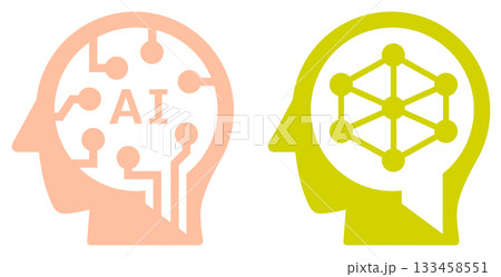 人間に代わり人工知能で処理や計算を高速処理するアイコンのイラスト 133458551