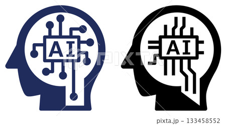 人間に代わり人工知能で処理や計算を高速処理するアイコンのイラスト 人間に代わり人工知能で処理や計算を高速処理するアイコンのイラスト 133458552
