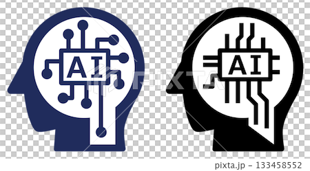 一個圖示的插圖，該圖示利用人工智慧代替人類快速處理和計算事物。 133458552