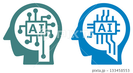 人間に代わり人工知能で処理や計算を高速処理するアイコンのイラスト 133458553