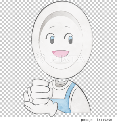 Plate character wearing an apron (clapping hands, smiling) 133458561