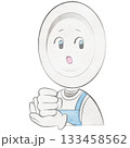 エプロンをつけたお皿のキャラクター（手を打つ・驚き） 133458562