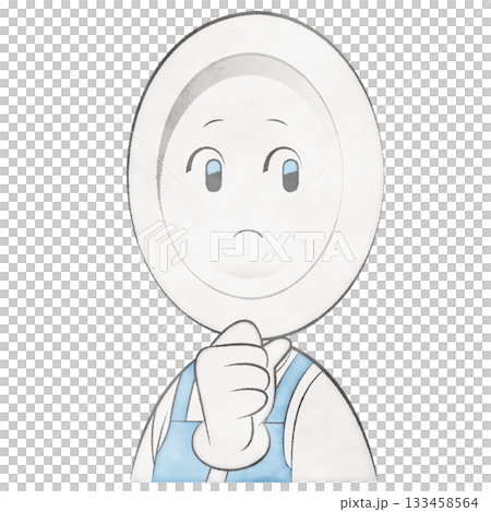 Plate character wearing an apron (hand on chin, thinking) 133458564