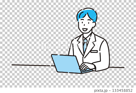 White coat, male, computer 133458852