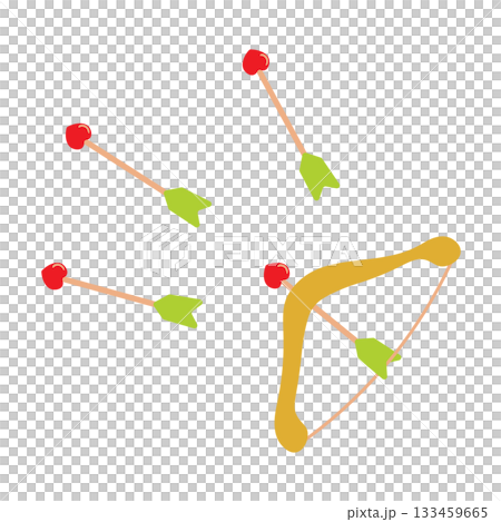 キューピッドが持つ可愛い弓矢のイラスト 133459665