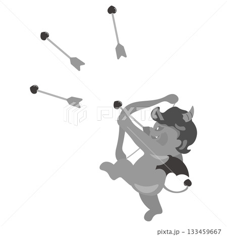 いたずらに矢を放つ悪魔の心を持ったキューピッドのイラスト 133459667