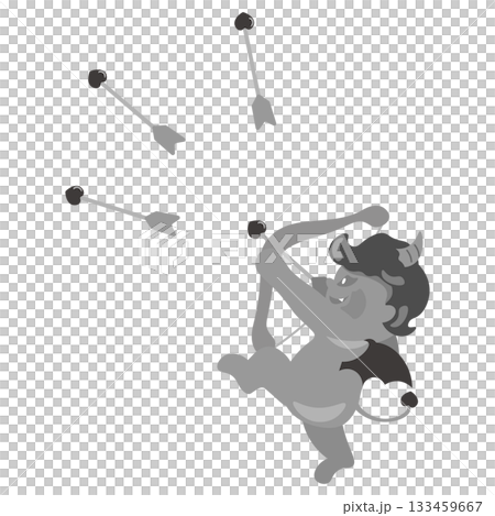 一幅描繪心懷鬼胎的丘比特頑皮射箭的插圖 133459667