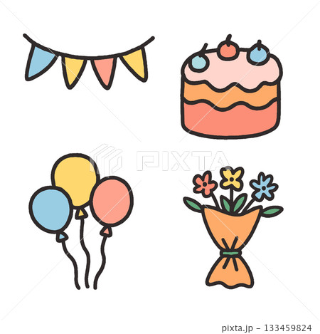 Birthday celebration cake balloon flower party colorful decoration cheerful festive Birthday celebration cake balloon flower party colorful decoration cheerful festive 133459824