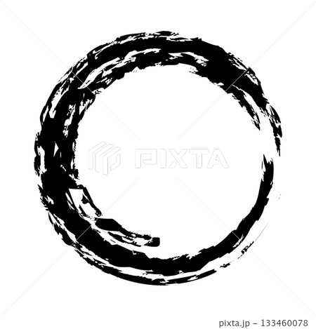 アイコン 筆文字 筆丸. 円 素材 単体 黒 133460078