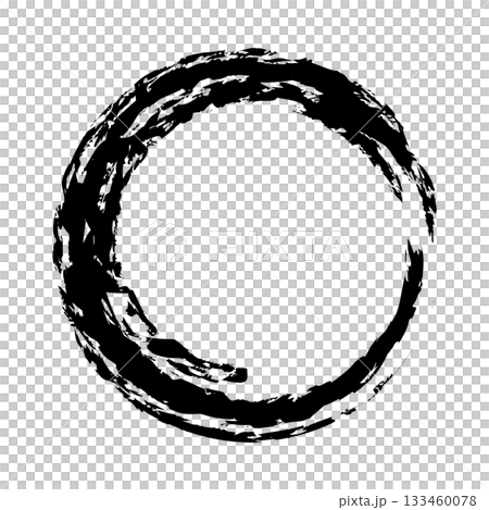 アイコン 筆文字 筆丸. 円 素材 単体 黒 133460078