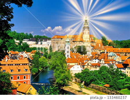 チェスキー・クルムロフの美しい街並み チェスキー・クルムロフの美しい街並み 133460237
