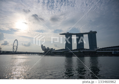 朝のマリーナベイとマリーナベイサンズ, シンガポール 133460962