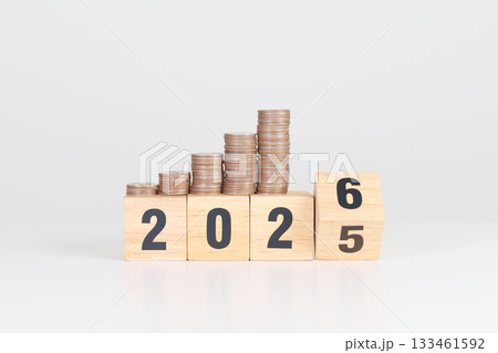 2025 end year to Happy New Year 2026 with Coins stack. Money, Budget, tax, investment, financial, savings and New Year Resolution concepts 2025 end year to Happy New Year 2026 with Coins stack. Money, Budget, tax, investment, financial, savings and New Year Resolution concepts 133461592