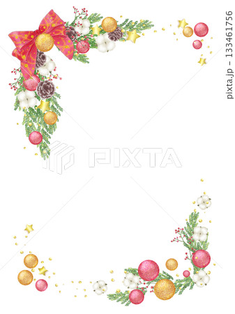クリスマスリースのフレーム(縦 枠なし) クリスマスリースのフレーム(縦 枠なし) 133461756