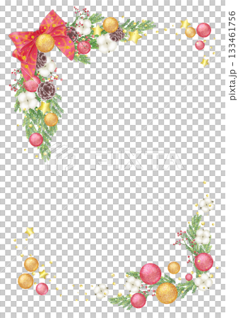クリスマスリースのフレーム(縦 枠なし) クリスマスリースのフレーム(縦 枠なし) 133461756
