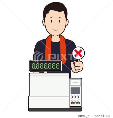 レジスターと男性飲食店スタッフ⑩ 133461908