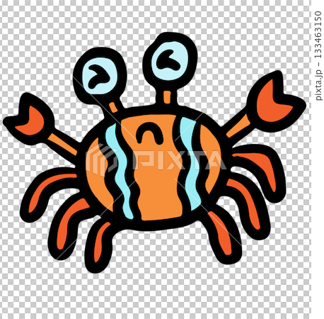 Hand drawn crying crab illustration for sea life, under the sea, aquarium, ocean, post card, animals, zoo, souvenir shop, cartoon character, comic, mascot, toy, kid doll, sticker, emotion, emoji 133463150