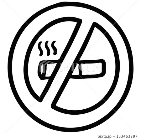 Hand drawn outline of no smoking sign for symbol, signage, message, campaign badge, human, people, healthy lifestyle, hobbies, leisure, life, sticker, cigarette icon Hand drawn outline of no smoking sign for symbol, signage, message, campaign badge, human, people, healthy lifestyle, hobbies, leisure, life, sticker, cigarette icon 133463297