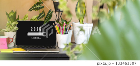 Waiting for new year.  Loading year 2025 to 2026 for start new business and new life.  133463507