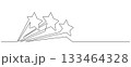 three stars light trail decorative one line drawing 133464328