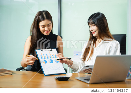 Portrait of success business people working together in modern office. Business teamwork startup concept Portrait of success business people working together in modern office. Business teamwork startup concept 133464337