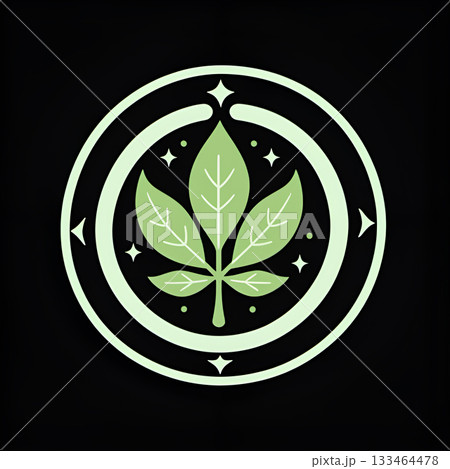 Vibrant green leaf emblem with celestial accents, perfect for nature brands and eco-friendly ventures seeking a modern, clean aesthetic. Vibrant green leaf emblem with celestial accents, perfect for nature brands and eco-friendly ventures seeking a modern, clean aesthetic. 133464478