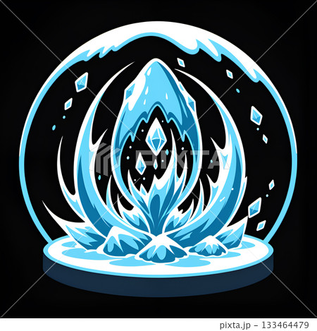Dynamic ice crystal formation bursts with vibrant blue energy and sparkling diamond shards, captivating fantasy element Dynamic ice crystal formation bursts with vibrant blue energy and sparkling diamond shards, captivating fantasy element 133464479