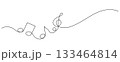 one line drawing of music notes decorative handdrawn 133464814