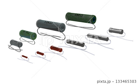 レトロ電子部品シリーズ（昭和時代に使われていた抵抗器のコレクション：曲げリード線タイプ）PNG画像 133465383