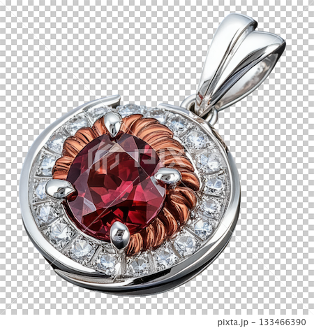 Striking ruby lion pendant, majestic piece of jewelry. Leo zodiac sign charm with brilliant diamond accent Striking ruby lion pendant, majestic piece of jewelry. Leo zodiac sign charm with brilliant diamond accent 133466390