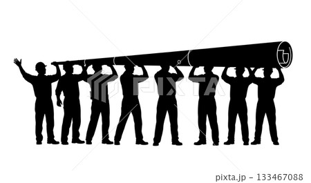 Black Solid Worker Blueprint Telescope Silhouettes Set of Six on White Background Black Solid Worker Blueprint Telescope Silhouettes Set of Six on White Background 133467088