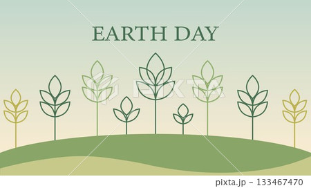 Earth Day Illustration with Minimal Green Trees 133467470