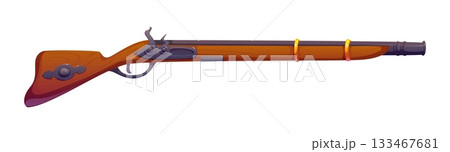 Corsair pirate cartoon flintlock musket rifle weapon. Pirate sailor medieval isolated vector gun, filibuster antique firearm weapon. Corsair captain cartoon 18th century rifle or flintlock musket Corsair pirate cartoon flintlock musket rifle weapon. Pirate sailor medieval isolated vector gun, filibuster antique firearm weapon. Corsair captain cartoon 18th century rifle or flintlock musket 133467681