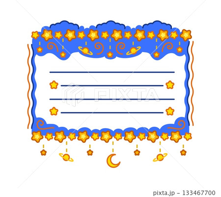 Space stars and sky kids memo note frame. Universe schedule memo note, space galaxy scrapbook vector label. Cosmos kid diary frame or blue sky child to do list sticker with stars and planets Space stars and sky kids memo note frame. Universe schedule memo note, space galaxy scrapbook vector label. Cosmos kid diary frame or blue sky child to do list sticker with stars and planets 133467700