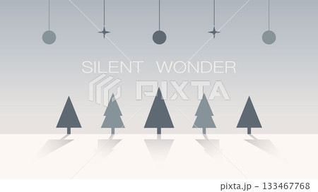 Silent Winter Forest with Hanging Ornaments 133467768
